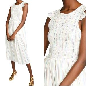 ENGLISH FACTORY RUCHED STRIPED DRESS